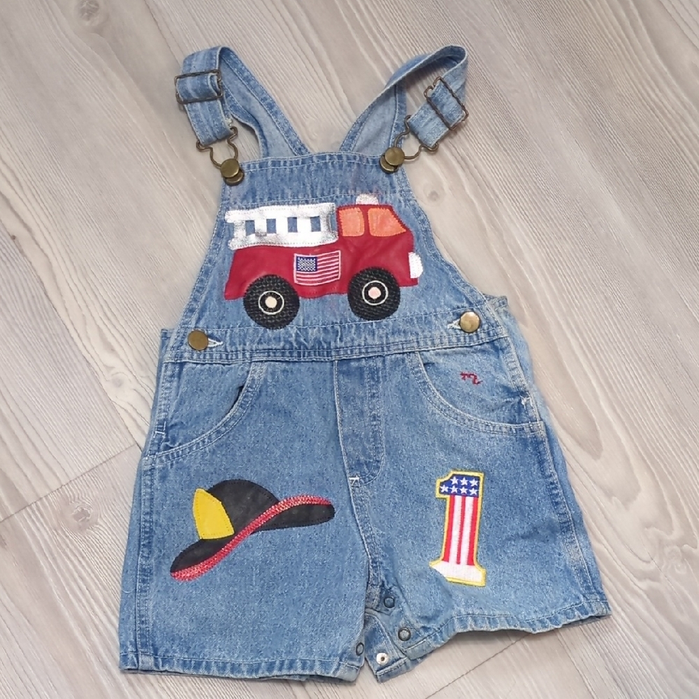 Denim Fire Truck Overalls for Kids 24 Months Marsha